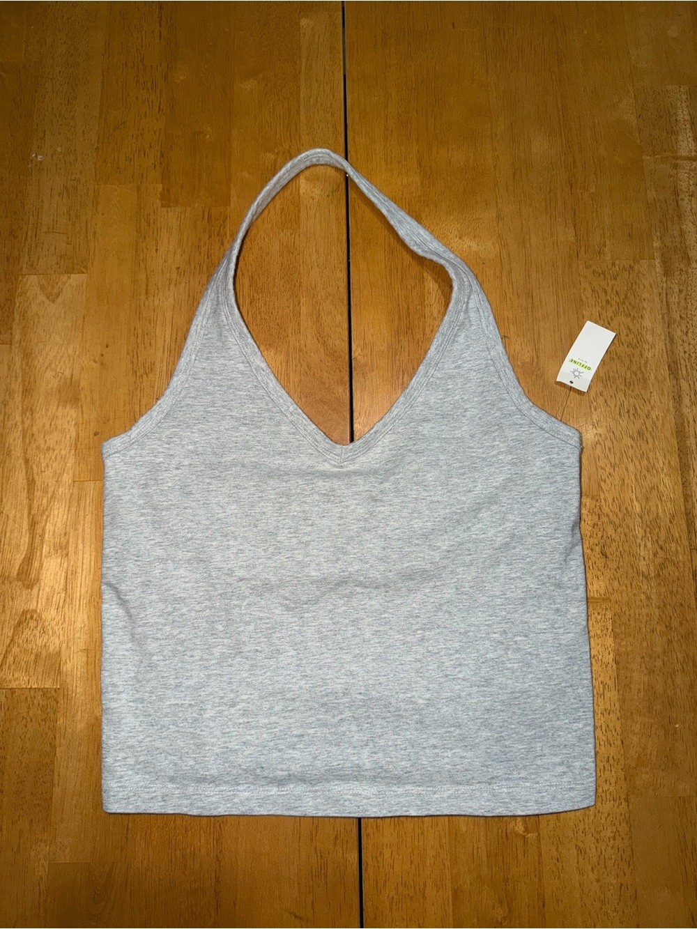 aerie Light Gray V-Neck Halter Crop Tank